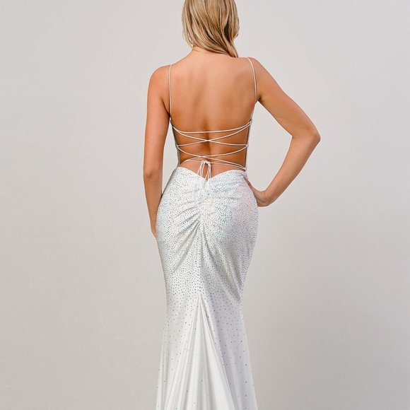 YELLOW COLOR PROM PARTY RHINESTONE FITTED PROM DRESS Long Dress CD0179 - Picture 6 of 8